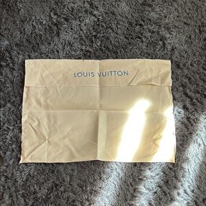 Louis Vuitton Cream Dust Bag with Blue Logo  18” wide  x 13.5” high